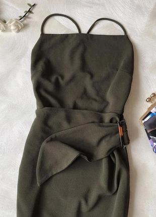 Сукня по фігурі хакі asos відкрита спинка2 фото
