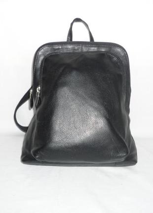 Міський практичний чорний шкіряний рюкзак городской кожаный рюкзак3 фото
