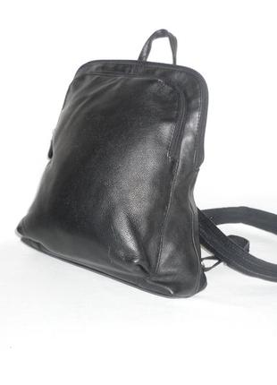 Міський практичний чорний шкіряний рюкзак городской кожаный рюкзак4 фото