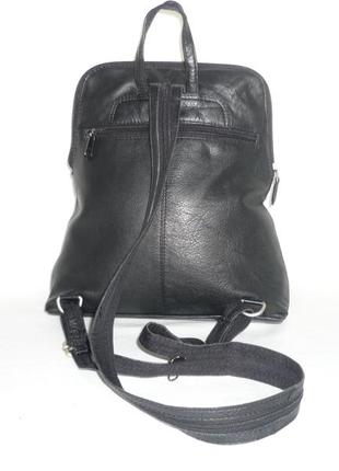 Міський практичний чорний шкіряний рюкзак городской кожаный рюкзак5 фото