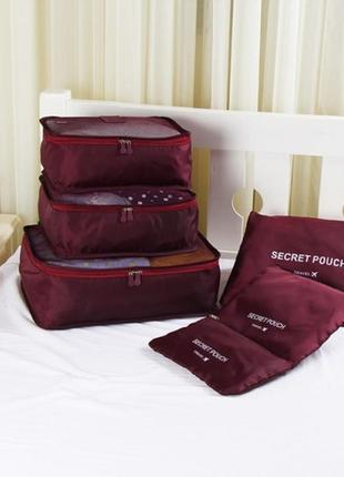 Набір дорожніх органайзерів secret pouch. бордовий