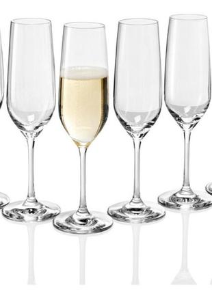 Набор хрустальных бокалов для шампанского 6 шт ernesto, 235 мл, бокалы для шампанского1 фото