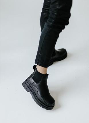Жіночі  ботінки  bottega veneta mini full black (без лого) женские ботинки ботега венета
