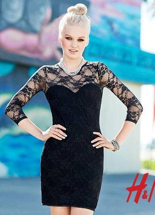 H&m lace dress xs маленькое кружевное черное платье2 фото