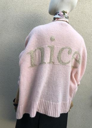 Шерсть,мохер,розовый свитер с золотой надписью по спине,пуловер,джемпер,aroma,италия9 фото