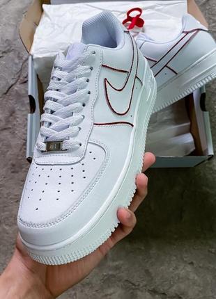 Чоловічі кросівки nike air force 1 low white bordo2 фото