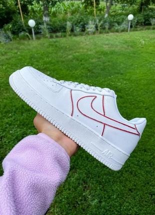 Чоловічі кросівки nike air force 1 low white bordo4 фото