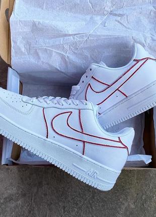 Жіночі кросівки nike air force 1 low white bordo3 фото