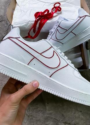 Жіночі кросівки nike air force 1 low white bordo8 фото