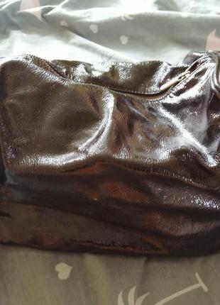 Лакова шкіряна сумка  шоколадна1 фото