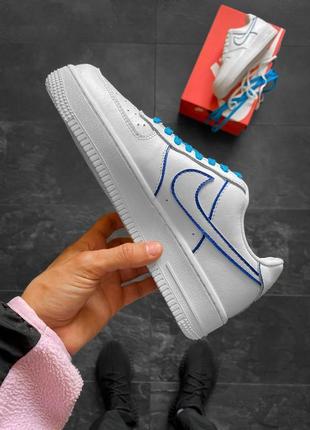 Чоловічі кросівки nike air force 1 low white blue5 фото