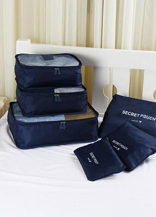 Набір дорожніх органайзерів secret pouch. темно-синій