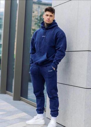 Чоловічий спортивний костюм мод 15.42.18 синій з капюшоном (m, l, xl, xxl )