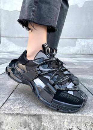 Крутейшие женские кроссовки в стиле dolce & gabbana space black чёрные