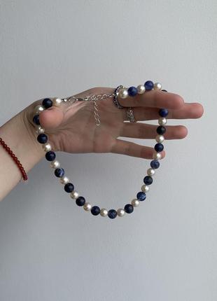 Ожерелье содалит натуральный камень