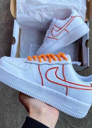 Чоловічі кросівки nike air force 1 low white orange reflective9 фото