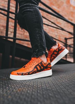 Чоловічі кросівки nike air force 1 skeleton qs orange