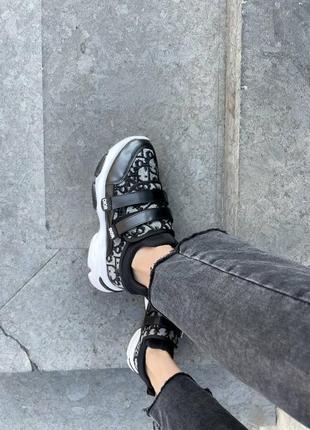 Шикарные женские кроссовки в стиле christian dior d-wander sneaker black чёрные с серым10 фото