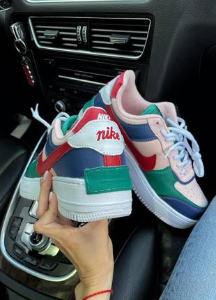 Нереальные женские кроссовки nike air force 1 multicolor тёмно-синие розовые цветные9 фото