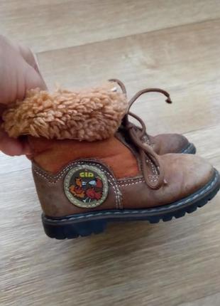 Тёплые демисезонные кожаные ботиночки на шнурке