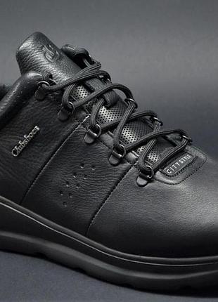 Мужские кожаные кроссовки черные clubshoes 19/43