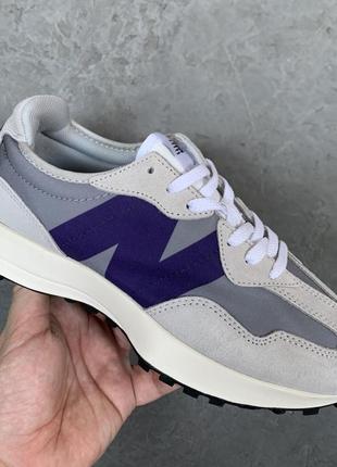 New balance 327 grey/violet новинка топові кросівки беланс сірі фіолетові женские стильные замшевые лёгкие кроссовки фиолетовые серые10 фото
