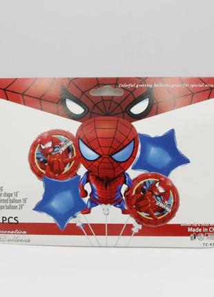 Набор из 5 шаров spider-man (человек-паук) для праздника из фольги для фотозоны