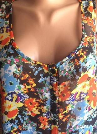 Легка шифонова блузка майка в квітковому принті u2b