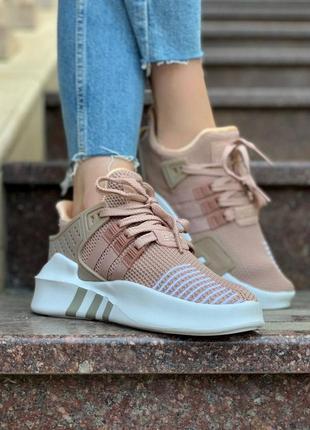 Прекрасные женские кроссовки adidas eqt sport beige кофейные4 фото