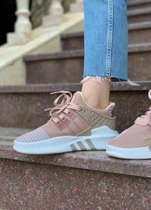 Прекрасные женские кроссовки adidas eqt sport beige кофейные7 фото