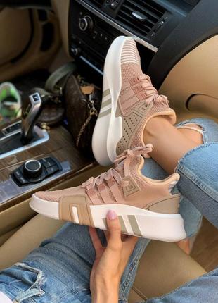 Прекрасные женские кроссовки adidas eqt sport beige кофейные3 фото