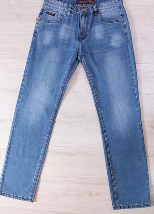 Джинсы мужские демисезонные с ровным кроем светлые с потёртостями размер 42 по поясу 106  goodavina код-(8579)