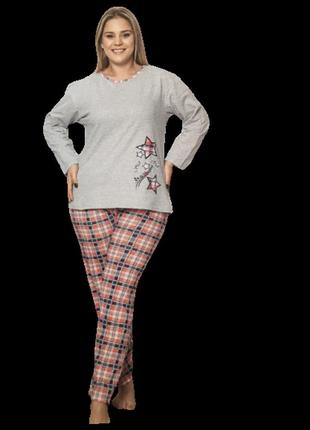 Байковая пижама женская больших размеров разные цвета3 фото