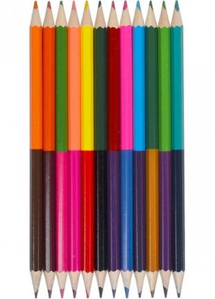 Детские двухсторонние карандаши для рисования "two-color" cr765-12, 24 цвета2 фото