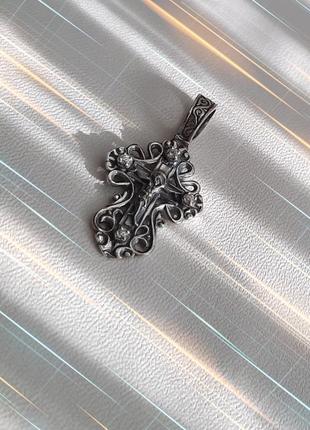 ✝ підвіска срібло хрест хрестик фіаніт кулон