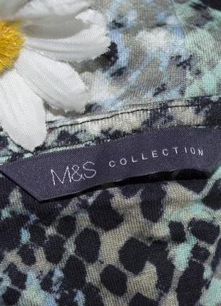 Брендовая разноцветная удлиненная блуза с рукавом 3/4 m&s турция вискоза принт змея4 фото