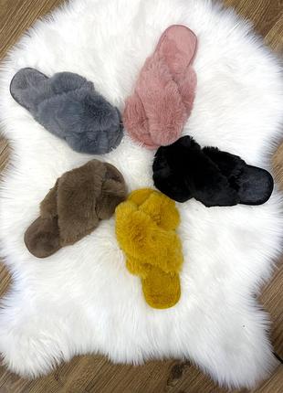 Пухнасті жіночі домашні тапочки на 36-41 розмір