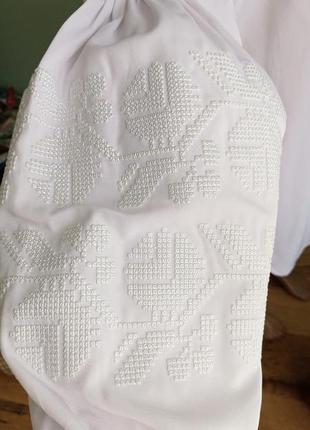 Вышиванка вышитое белое платье с рукавами фонарями свадебное белоснежное4 фото