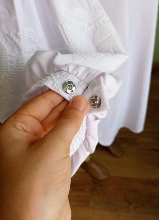 Вышиванка вышитое белое платье с рукавами фонарями свадебное белоснежное10 фото