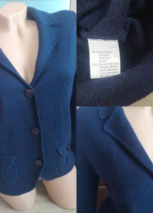 Кардиган, жакет піджак шерсть у складі темно синього кольору