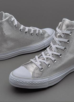 Кеди converse all star . золотисто-сріблястого кольору нат .шкіра .розмір 42