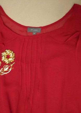Червона чудова блузка з шифону3 фото