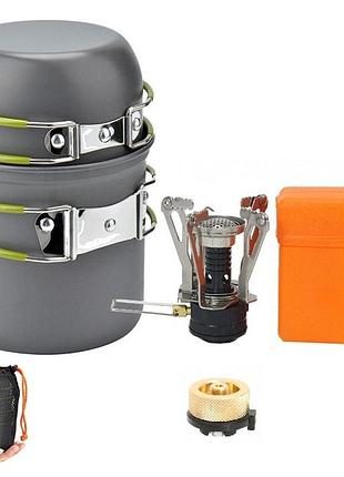 Набір посуду для зсу: казанок (котелок), чашка, пальник газовий +