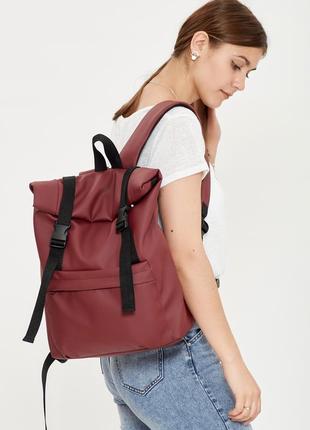Жіночий бордовий великий місткий рюкзак рол топ10 фото