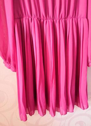 Розовое платье-плиссе в стиле ретро4 фото