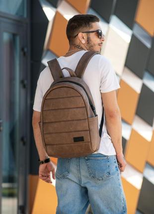 Чоловічий рюкзак екошкіра коричневий нубук6 фото