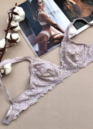 М‘ягкий без кісточок пудровий мереживний бюстгальтер бра