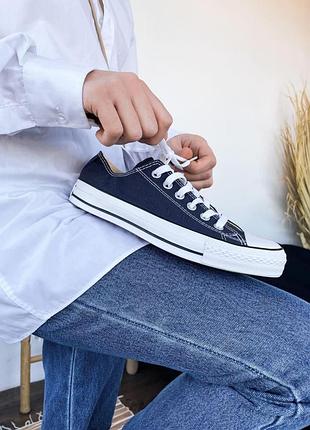 Чоловічі кеди  converse low navy blue

 мужские кеды конверсы5 фото