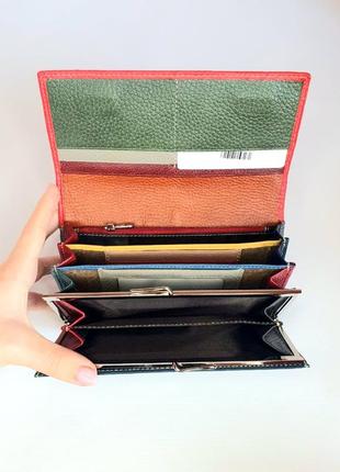Шкіряний гаманець червоно-сірий на магнітах  canevo4 фото