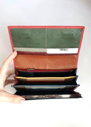Шкіряний гаманець червоно-сірий на магнітах  canevo5 фото